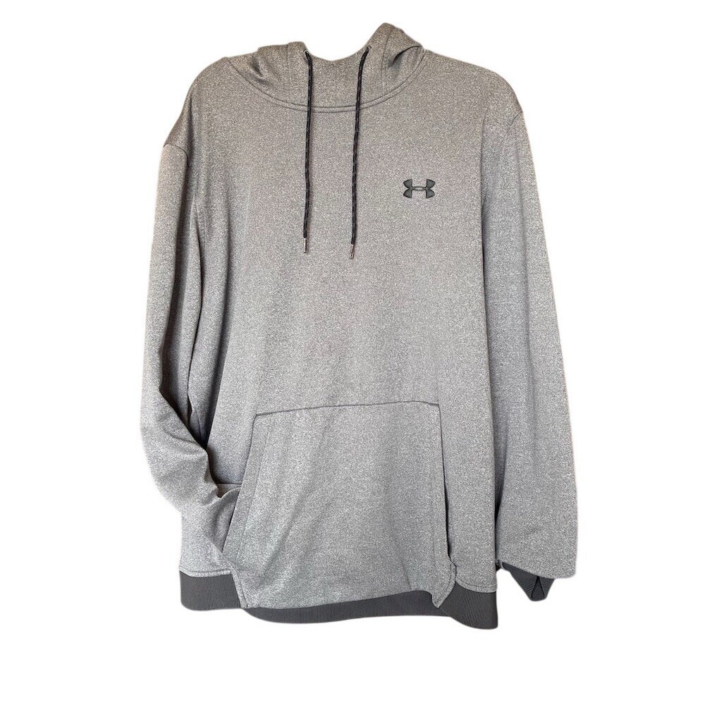 Under Armour Hoodie Mens XL Gray Pullover Drawstring Kangaroo Pocket Logo